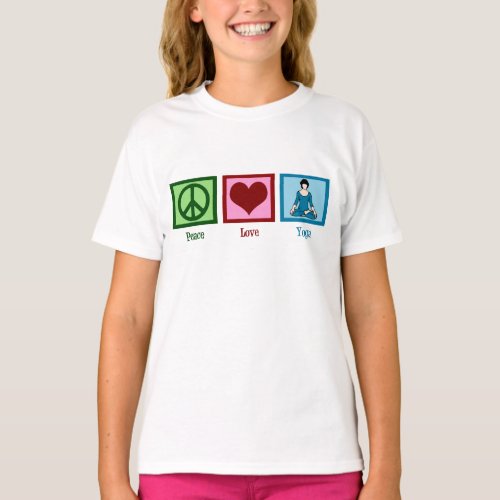 Peace Love Yoga Kids T_Shirt