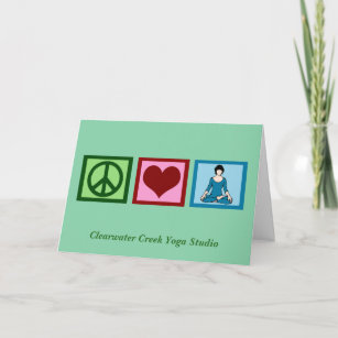 Peace Love Yoga Personalized Studio Name Green Holiday Card