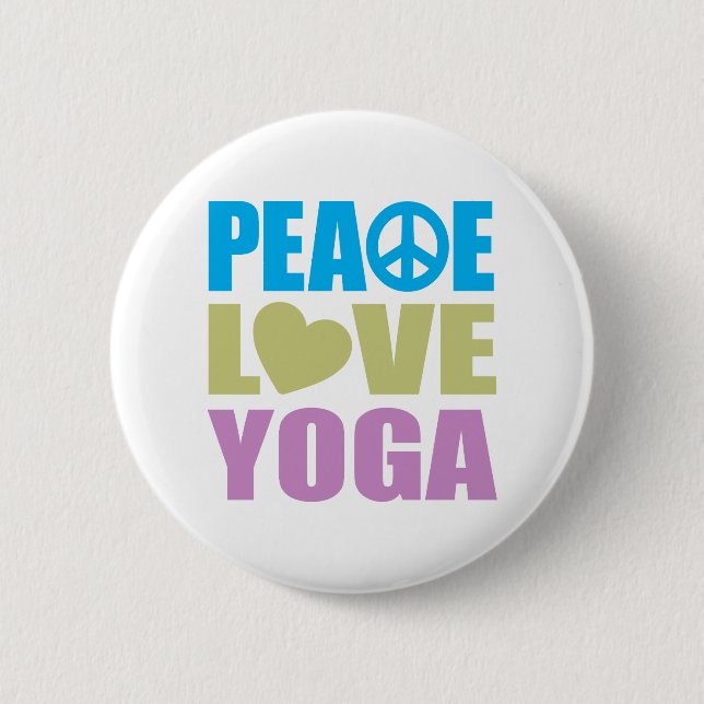 Peace Love Yoga Pinback Button (Front)