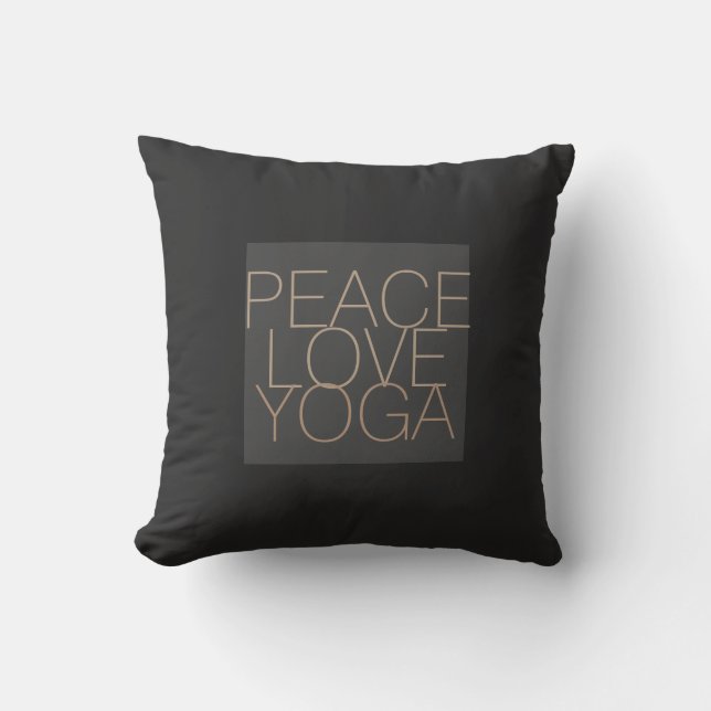 peace love yoga quote pillow on gray (Front)