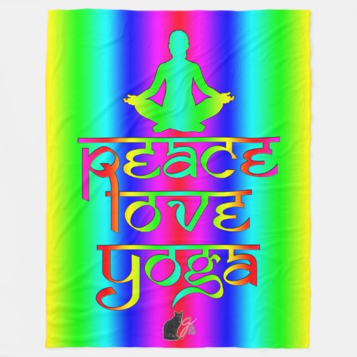 Peace Love Yoga Rainbow Intentions Fleece Blanket