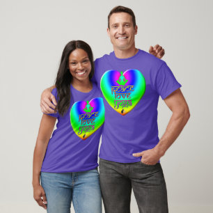 Peace Love Yoga Rainbow Intentions Heart T-Shirt