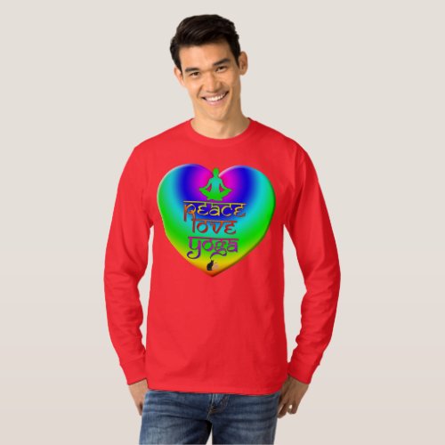 Peace Love Yoga Rainbow Intentions Heart T_Shirt