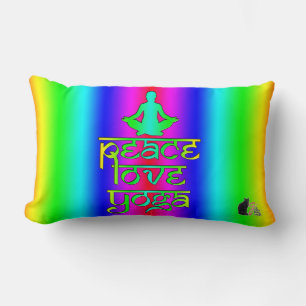 Peace Love Yoga Rainbow Intentions Lumbar Pillow