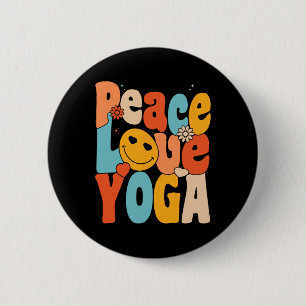 Peace Love Yoga Retro Yoga Moms Yoga Grandma Button