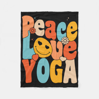 Peace Love Yoga Retro Yoga Moms Yoga Grandma Fleece Blanket