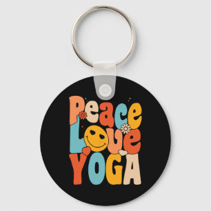 Peace Love Yoga Retro Yoga Moms Yoga Grandma Keychain