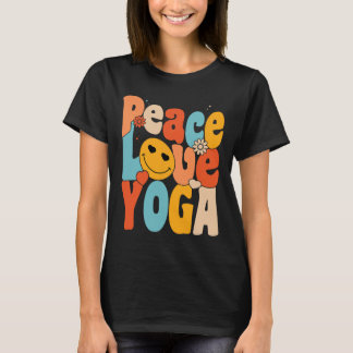 Peace Love Yoga Retro Yoga Moms Yoga Grandma T-Shirt