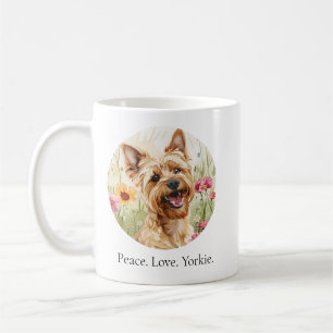 Peace. Love. Yorkie. Watercolor Dog Mug