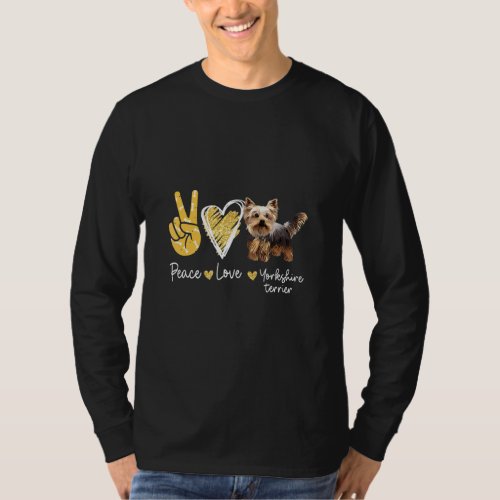 Peace Love Yorkshire Terrier Dog  T_Shirt