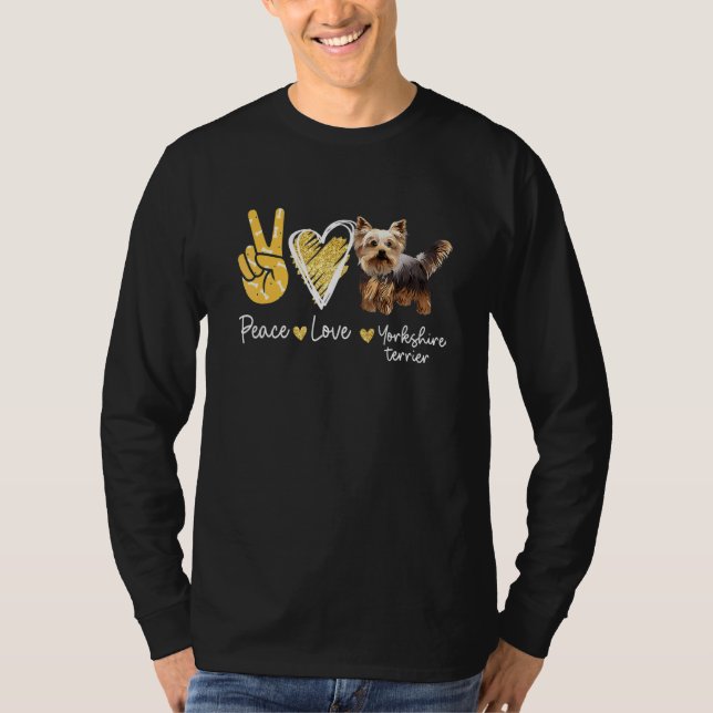 Peace Love Yorkshire Terrier Dog T-Shirt (Front)
