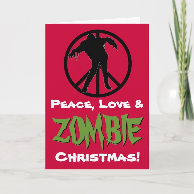 Peace Love ZOMBIE Christmas Funny Greeting Card (Front)