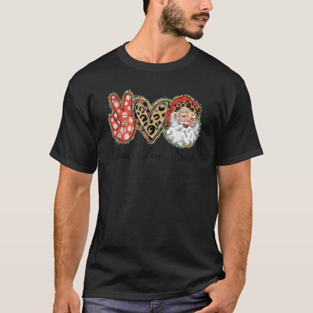 Peace Loves Santa Santa Merry Christmas Classic T- T-Shirt (Front)