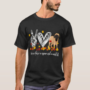 Peace Loves Spanish Mastiff Autumn Leaves T-Shirt