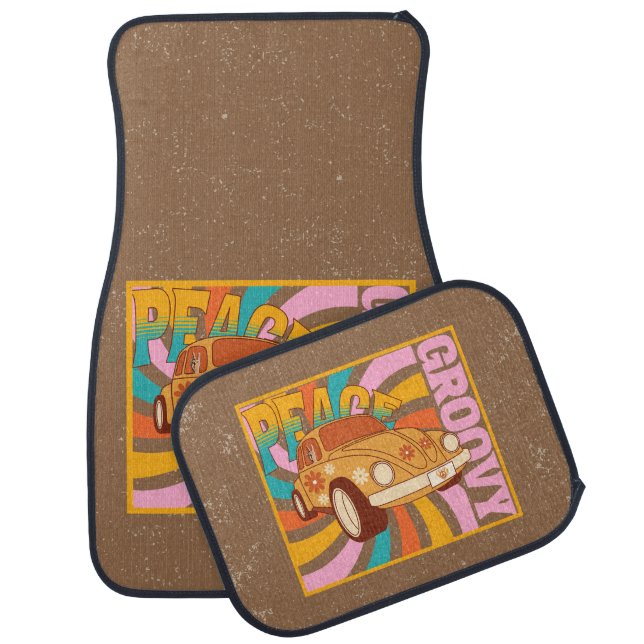 Peace Loving 60's Style Colorful  Car Floor Mat (Set)
