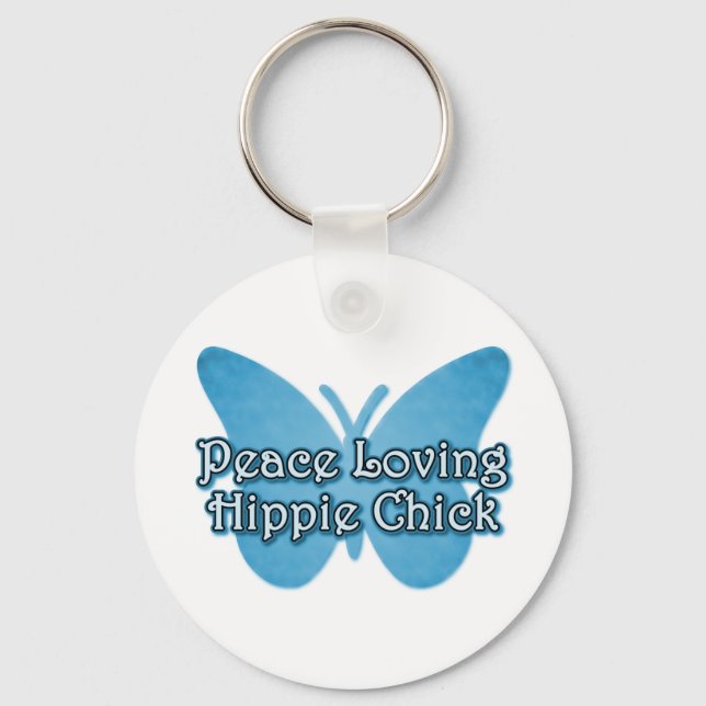Peace Loving Hippie Chick Keychain (Front)