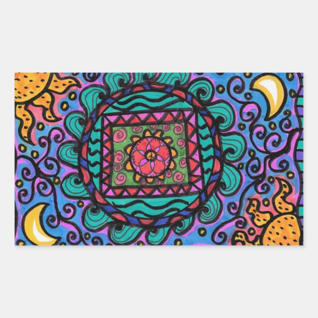 Peace Mandala Rectangular Sticker (Front)