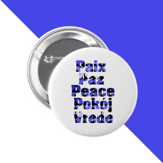 Peace Many Languages Hearts Blue Button