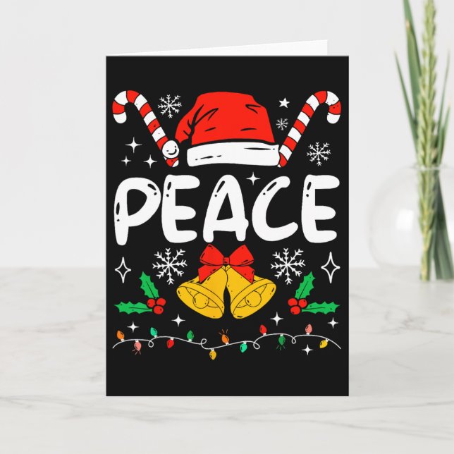 Peace Matching I Come In Peace Couples Santa Hat C Card (Front)