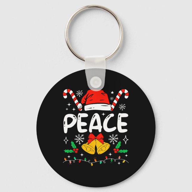 Peace Matching I Come In Peace Couples Santa Hat C Keychain (Front)