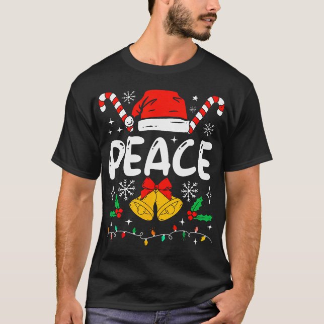 Peace Matching I Come In Peace Couples Santa Hat T-Shirt (Front)