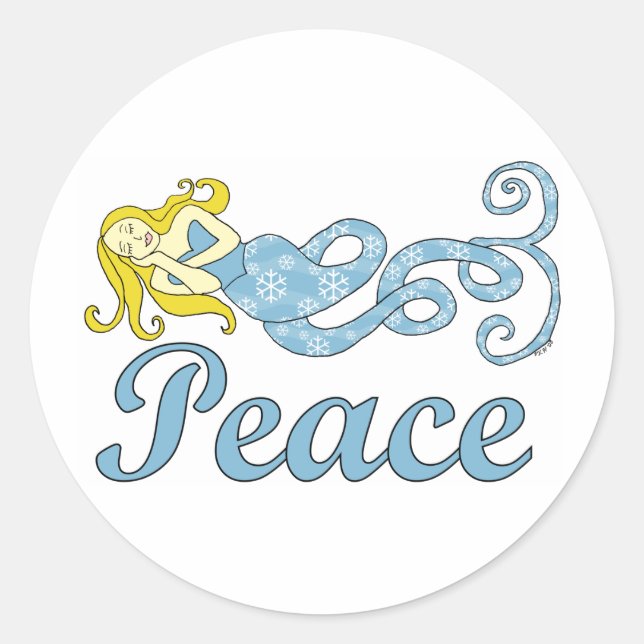 Peace Mermaid (Holiday Dreams) Classic Round Sticker (Front)