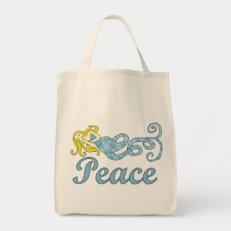 Peace Mermaid Holiday Dreams Tote Bag