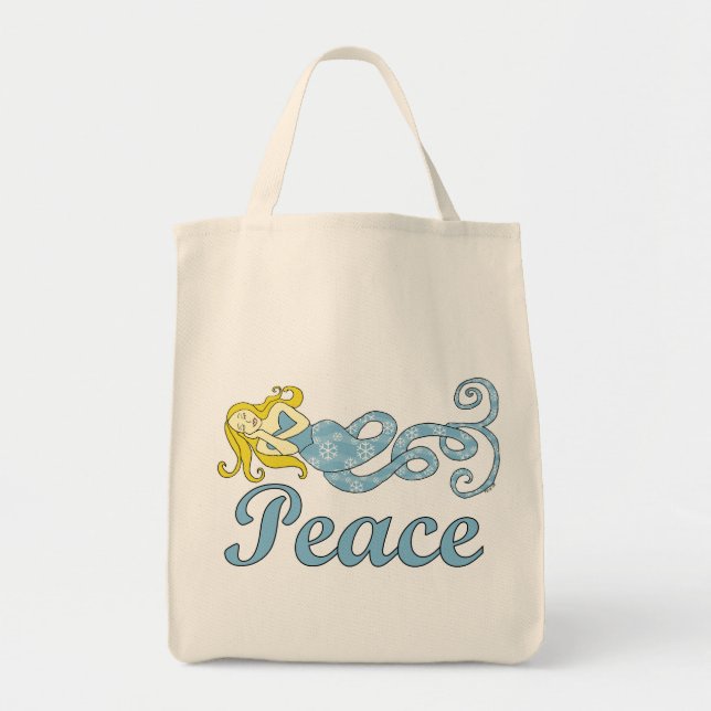 Peace Mermaid Holiday Dreams Tote Bag (Front)