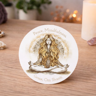 Peace Mindfulness Om Shanti Yoga Meditation Mandal Classic Round Sticker