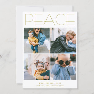 PEACE Minimalist Four Photo Collage Custom Holiday