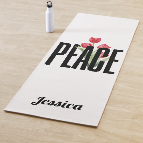 Peace Modern Chic Floral Inspiration Yoga Mat