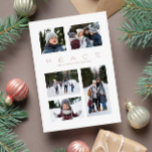 Peace modern minimal 5 photo Christmas Holiday Card<br><div class="desc">This holiday photo card features a message of peace along with a modern minimal layout. The airy design has 5 photo spots and room for custom design. Perfect for a family Christmas card, this design also has a soft rose color scheme and a matching backer with a simple holiday plaid...</div>