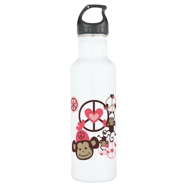 Peace Monkey Water Bottle (Front)