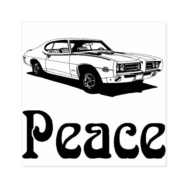 Peace muscle car 1960s rubber stamp (Imprint)