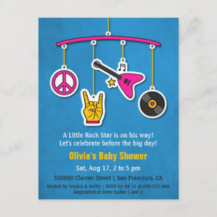 Peace Music Guitar Rock and Roll Baby Shower Invitation