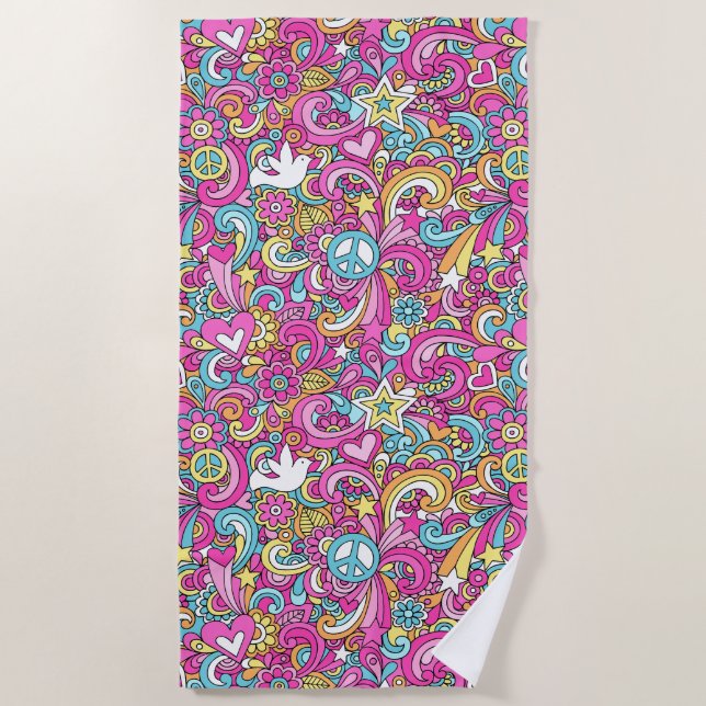 Peace n’ Love Beach Towel (Front)