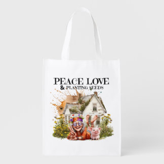 PEACE N LOVE GROCERY BAG