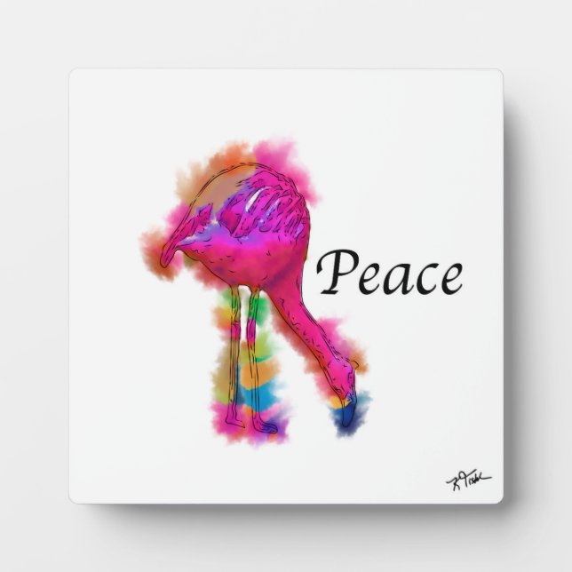 Peace: Neck to Ground Abstract Flamingo Plaque (Front)
