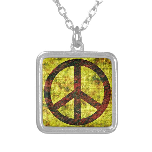 Peace Necklace Small SP Square (Front)