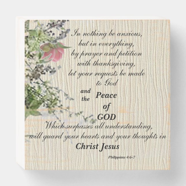Peace of God Inspirational Wood Box Sign (Front Horizontal)