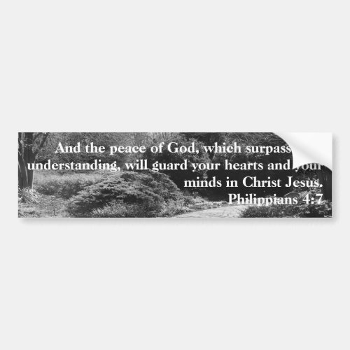 Peace of God Philippians 47 Black White Garden Bumper Sticker