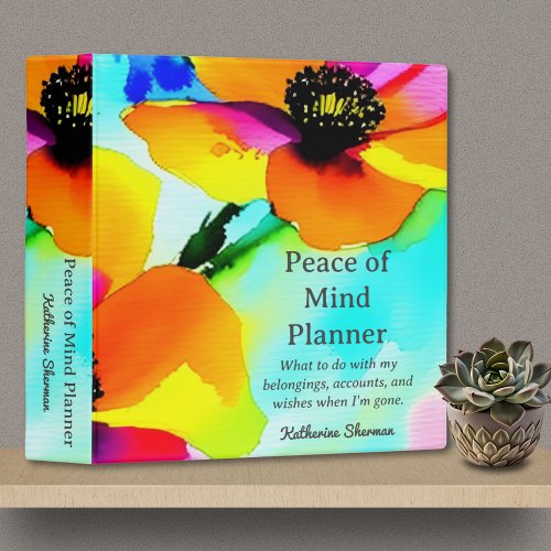 Peace of Mind End of Life Planner Estate Planning 3 Ring Binder