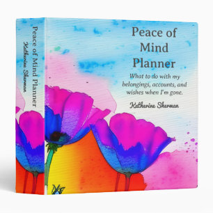 Peace of Mind End of Life Planner Estate Planning 3 Ring Binder