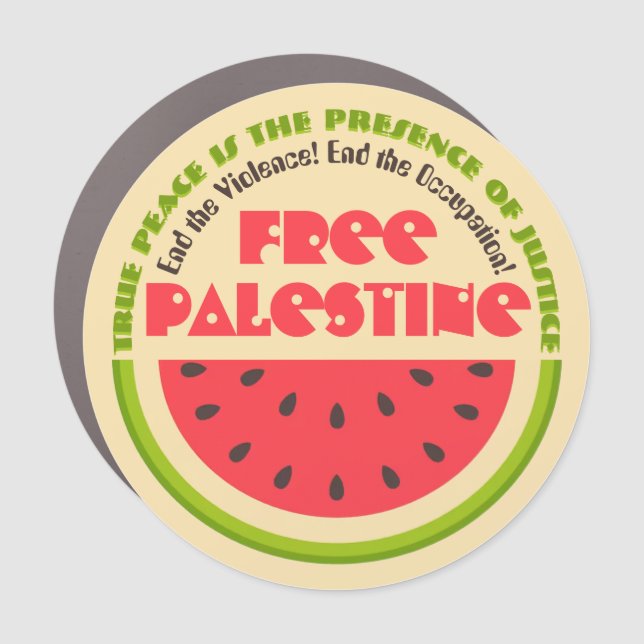 Peace of Watermelon Free Palestine Car Magnet (Front)