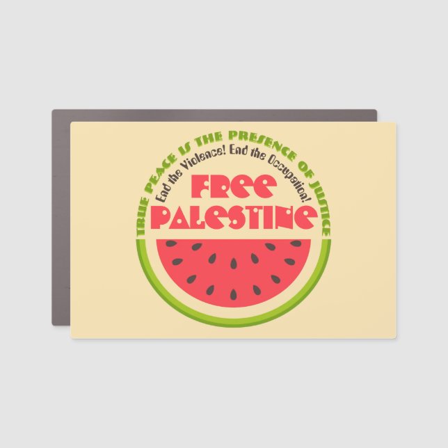 Peace of Watermelon Free Palestine Car Magnet (Front)