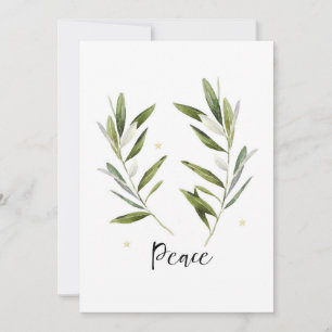PEACE, olive leaf ,Christmas, Holiday, watercolor, Thank You Card
