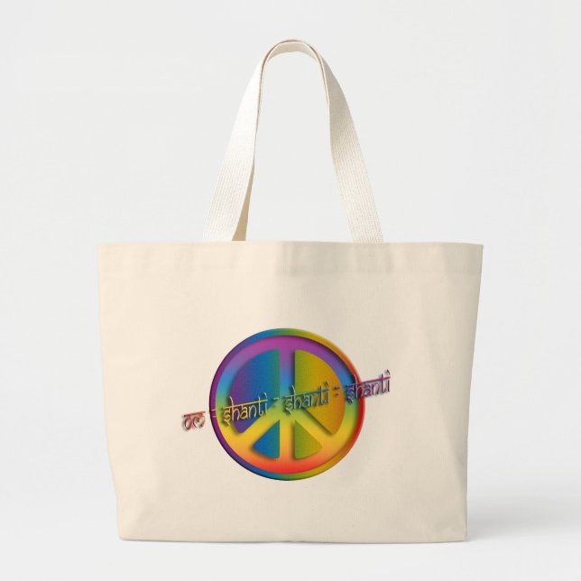Peace Om Shanti Large Tote Bag (Front)
