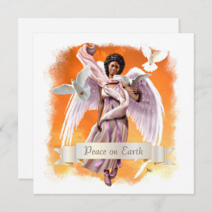 Peace on Earth. Afro Angel Flat Christmas Cards