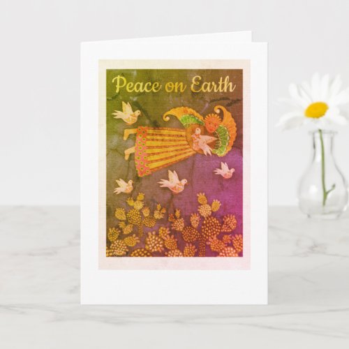 Peace on Earth and angel with Doves Card