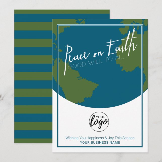 Peace on Earth and Good Will - Business Logo Holiday Card (Front/Back)